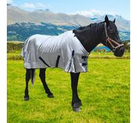 Drap anti-mouches confortable en maille avec protection avancée contre les UV et les insectes, tapis d'été léger pour équin (gris, 188 cm)