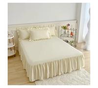 Drap-cendrillon pour lit, Jupe de lit 1 pièce en dentelle à volants(Light Yellow,1pc skirt 180x200cm)