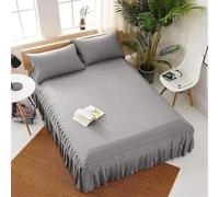 Drap-cendrillon pour lit, Jupe de lit en polyester résistant aux rides et à la décoloration(Grey,Twin 99x190x38cm)