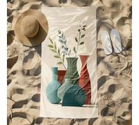 Drap de Bain 200X100 Art du Vase Bleu Serviette de Bain Grande Taille Microfibre,Serviette de Plage XXL Microfibre Anti Sable Homme Femme,Couverture de Plage pour Natation Sport