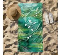 Drap de Bain 200X100 Oiseau De La Rivière Verte Serviette de Bain Grande Taille Microfibre,Serviette de Plage XXL Microfibre Anti Sable Homme Femme,Couverture de Plage pour Natation Sport