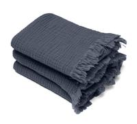 Drap de douche 70x130 cm et serviette 50x90 cm KEA mousseline de coton bleu lauze