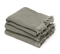 Drap de douche 70x130 cm et serviette 50x90 cm KEA mousseline de coton vert kaki
