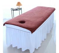 Drap de lit de beauté Draps de salon de beauté Draps de traitement de massage Draps doux Spa Draps de couverture de table de lit SPA avec trou(Brown,90X190CM)