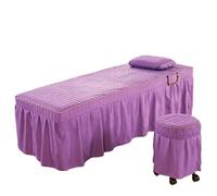 Drap de lit de salon de beauté 5 pièces Jupe de lit de beauté brève Couvre-lit avec trou Couverture de lit de massage corporel(Light purple,190cm x 70cm)