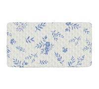 Drap de lit de voyage imperméable bleu vintage à motif floral pour lit d'enfant pour tout-petits et bébés - 127 x 63,5 cm (drap, lit non inclus)