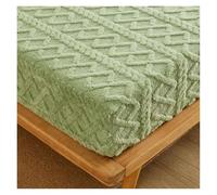 Drap de lit Doux et épais, Couvre-lit en Velours Lait, Housse Protection for Matelas, Isolant Peluche for l'hiver(1-Green,E 200x220cm)