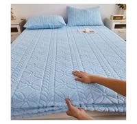 Drap de lit Doux et épais, Couvre-lit en Velours Lait, Housse Protection for Matelas, Isolant Peluche for l'hiver(2-Blue,C 150x200cm)