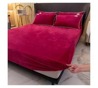 Drap de lit en Peluche épais, Chaud et Doux for la Peau, Couvre-lit Confortable Velours, Housse Matelas antidérapante, Hiver(Wine Red,120x200cm-1pc Sheet)