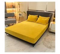 Drap de lit en Peluche épais, Chaud et Doux for la Peau, Couvre-lit Confortable Velours, Housse Matelas antidérapante, Hiver(Yellow,180x200cm-1pc Sheet)