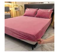 Drap de lit en Peluche épais, Chaud et Doux for la Peau, Couvre-lit Confortable Velours, Housse Matelas antidérapante, Hiver(Dark Pink,120x200cm-1pc Sheet)