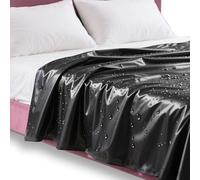 Drap de lit en PVC imperméable, anti-taches et salissures, résistant à l'huile - Massage par poussée - Housse de protection épaisse pour couple adulte pour tapisserie, accessoires de couture (noir