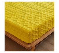 Drap de lit en Velours Corail, Couvre-lit Lait, Housse Protection for Matelas, Isolant Peluche d'hiver(1-Yellow,A 90x200cm)