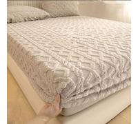 Drap de lit en velours et flanelle - Drap-housse d'hiver doux et fin en polaire chaude et antidérapante - Couleur unie, chaude et confortable - Pour grand lit (beige, 200 x 220 cm)