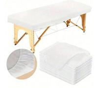 Drap de lit jetable de massage Noverlife, mesurant 88,9 cm x 213,36 cm. Ce drap de lit de spa est fabriqué en tissu non tissé respirant et peut être utilisé comme housse de protection pour les lits de