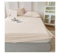 Drap de lit matelassé en Velours Lait, Couvre-lit d'hiver épais et Chaud Peluche avec Bande élastique, Drap-Housse Doux, Housse Protection for Matelas(Beige,90x200x25cm)