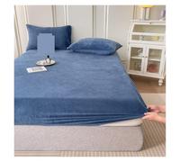 Drap de lit matelassé en Velours Lait, Couvre-lit d'hiver épais et Chaud Peluche avec Bande élastique, Drap-Housse Doux, Housse Protection for Matelas(Dark Blue,200x220x25cm)