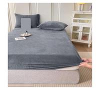 Drap de lit matelassé en Velours Lait, Couvre-lit d'hiver épais et Chaud Peluche avec Bande élastique, Drap-Housse Doux, Housse Protection for Matelas(Grey,Only 2PC Pillowcase)