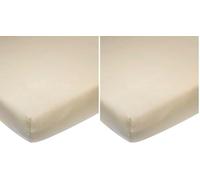 Drap de lit Meyco Baby Uni (Drap de Jersey de qualité Douce, 100% Coton, Ajustement Parfait grâce à Un élastique Tout Autour, Respirant, Taille : 50 x 90 cm), Sable (Lot de 2)
