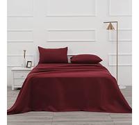Drap de lit réversible Luxucy Couverture Douce en Microfibre Parure de lit Platinum Collection Poche Profonde Rides et résistant à la décoloration 4 pièces, Microfibre, Bordeaux, Queen Size