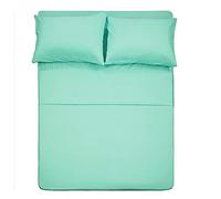 Drap de lit réversible Luxucy Couverture Douce en Microfibre Parure de lit Platinum Collection Poche Profonde Rides et résistant à la décoloration 4 pièces, Microfibre, Menthe, Queen Size