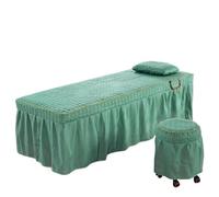 Drap de lit salon beauté 5 pièces Jupe brève Couvre-lit avec trou Couverture massage corporel(Light green,Round stool cover)