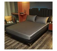 Drap De Lit Soie Drap-Housse de lit en Soie Profonde 25CM Housse de Matelas en Soie véritable Taille personnalisée draps de literie Haut de Gamme de Luxe(Grey,140x190x25cm)