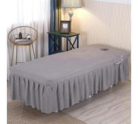 Drap de massage lavable rembourré avec trou pour le visage, draps de table de spa de beauté avec jupe enveloppante intégrale, gris, 80 x 190 cm