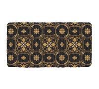 Drap de matelas gonflable imperméable à motif vintage jaune et noir pour lit de bébé pour matelas de voyage pour enfants 127 x 63,5 cm (drap, lit non inclus)