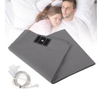 Drap de mise à la terre complet avec câble de terre et prise de terre, tapis de mise à la terre en fibre argentée, 10 % de fils d'argent et 90 % coton pour un meilleur sommeil, gris (137 x 190 cm)