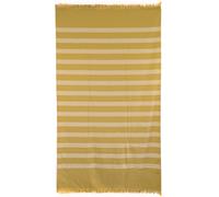 Drap de plage 100x180 cm pur coton collection CATANE rayures jaune moutarde