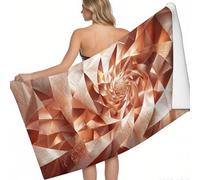 Drap de Plage Microfibre 200 x 100 cm Rose géométrique en Feuille d'or Séchage Rapide Anti-Sable Effets 3D Serviette Légère Idéale Voyage et Piscine