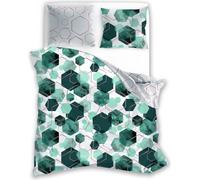 Drap de satin 140x200 Milargo Verde 009 vert-gris géométrique avec une taie d'oreiller Faro