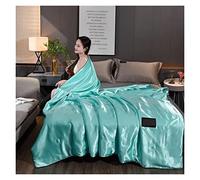 Drap en Soie glacée, Drap de lit en Soie glacée Multicolore, Plusieurs Tailles, Lavable, antidérapant, Jacquard, Respirant(Green,180x220cm)