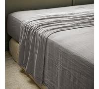 Drap Gaze de Coton GAÏA de L’Effet Papillon - Drap Plat 2 Personnes Confort et Douceur | 100% Double GDC 125 GR/m² [Drap Coton Plat] (Gris Granit, 240x300 cm)