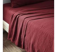 Drap Gaze de Coton GAÏA de L’Effet Papillon - Drap Plat 2 Personnes Confort et Douceur | 100% Double GDC 125 GR/m² [Drap Coton Plat] (Bordeaux, 270x300 cm)