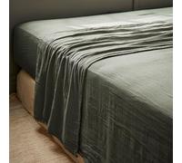 Drap Gaze de Coton GAÏA de L’Effet Papillon - Drap Plat 2 Personnes Confort et Douceur | 100% Double GDC 125 GR/m² [Drap Coton Plat] (Vert Romarin, 240x300 cm)