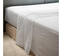 Drap Gaze de Coton GAÏA de L’Effet Papillon - Drap Plat 2 Personnes Confort et Douceur | 100% Double GDC 125 GR/m² [Drap Coton Plat] (Blanc Chantilly, 270x300 cm)