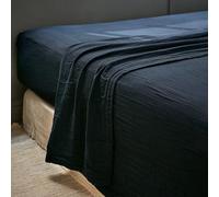 Drap Gaze de Coton GAÏA de L’Effet Papillon - Drap Plat 2 Personnes Confort et Douceur | 100% Double GDC 125 GR/m² [Drap Coton Plat] (Bleu Nuit, 270x300 cm)