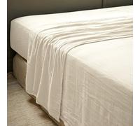 Drap Gaze de Coton GAÏA de L’Effet Papillon - Drap Plat 2 Personnes Confort et Douceur | 100% Double GDC 125 GR/m² [Drap Coton Plat] (Beige Pampa, 270x300 cm)