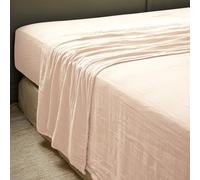 Drap Gaze de Coton GAÏA de L’Effet Papillon - Drap Plat 2 Personnes Confort et Douceur | 100% Double GDC 125 GR/m² [Drap Coton Plat] (Rose Guimauve, 240x300 cm)