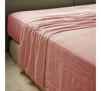 Drap Gaze de Coton GAÏA de L’Effet Papillon - Drap Plat 2 Personnes Confort et Douceur | 100% Double GDC 125 GR/m² [Drap Coton Plat] (Rose Pêche, 240x300 cm)