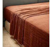 Drap Gaze de Coton GAÏA de L’Effet Papillon - Drap Plat 2 Personnes Confort et Douceur | 100% Double GDC 125 GR/m² [Drap Coton Plat] (Terracotta, 270x300 cm)