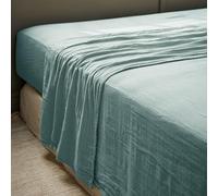 Drap Gaze de Coton GAÏA de L’Effet Papillon - Drap Plat 2 Personnes Confort et Douceur | 100% Double GDC 125 GR/m² [Drap Coton Plat] (Bleu Canard, 270x300 cm)