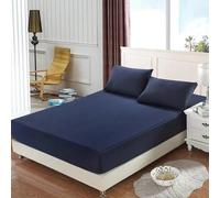 Drap House 100x200 Coton Polyester 1 Personne, Drap-Housse Bonnet 20 cm Couleur Unie Bleu Marine avec Elastique
