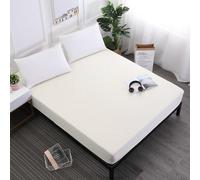 Drap House 99x203 Coton Polyester Beige Couleur Unie 1 Personne, Draps Housse Impermeable Matelas Epais Elastique Tout Autour