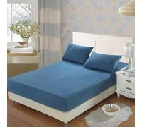 Drap House Bonnet 20 cm 100x200 Coton Polyester, Drap-Housse 1 Personne Couleur Unie Bleu avec Elastique
