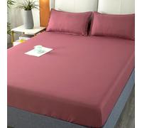 Drap Housse 1 Personne 120x200, Draps Housse Coton Polyester Matelas Epais Couleur Unie Rose Haricot Elastique Tout Autour