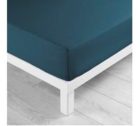 Douceur d'Intérieur, Drap Housse (90 x 200 cm) Lina Bleu, 100% Coton