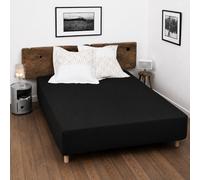 Drap Housse 100% Coton 140x190 cm - Noir - Bonnet 35 cm - Doux, Respirant, Lavable - Home linge passion